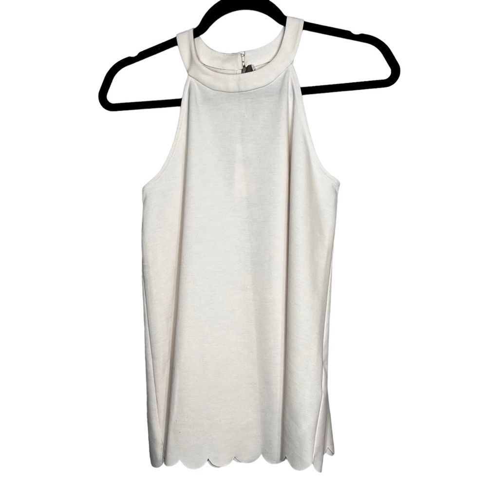 Eri Ali Anthropologie Womens Size XS Crème Colored Halter Top Scallop Hem NEW